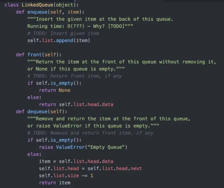 queue in a linked list