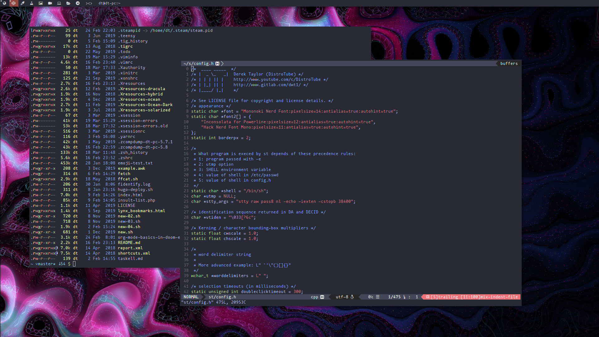 Screenshot of simple terminal