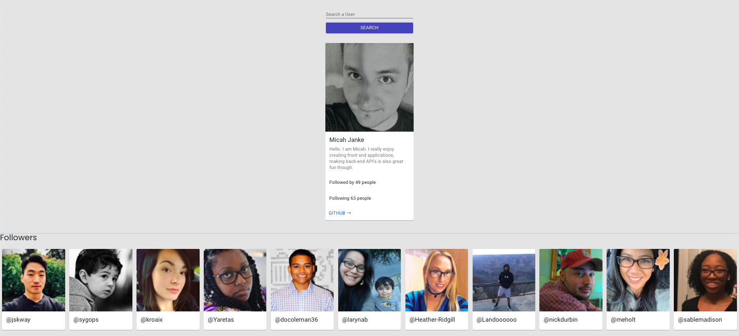 Github User Search Screenshot