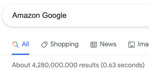 Amazon Google - Google Search - About 4,280,000,000 results (0.63 seconds)