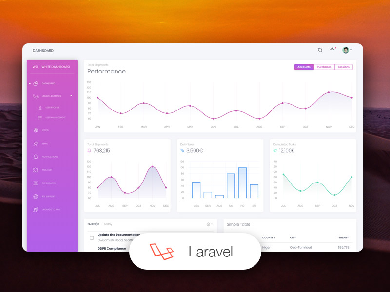 White Dashboard Laravel