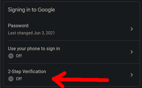 Signing in to Google: 2-step Verification (close-up)