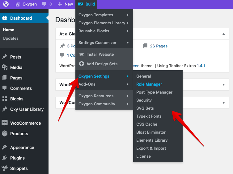 Oxygen Builder quick jump links for all its settings in Build Group