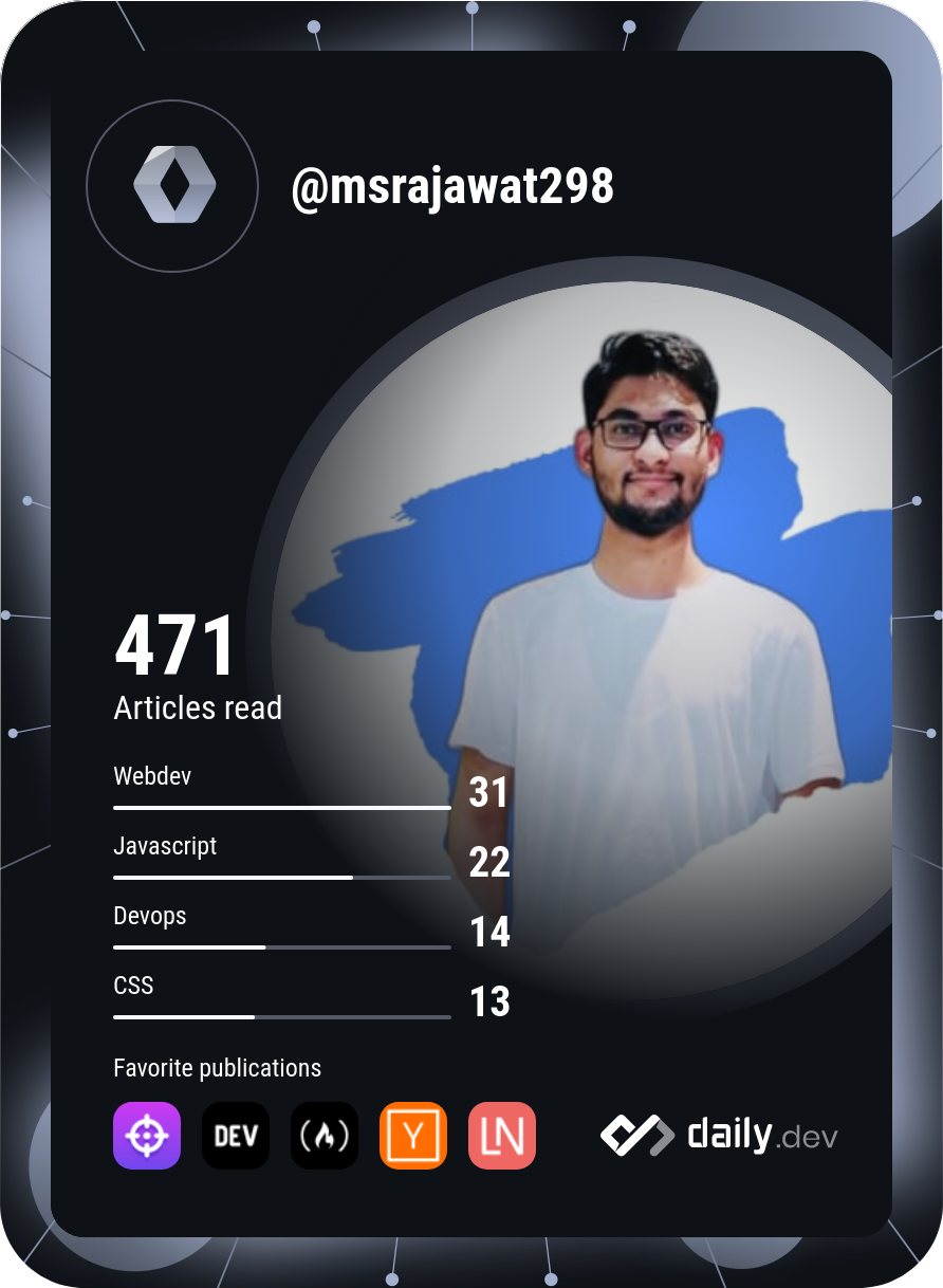 MAYANK SINGH KUSHWAH's Dev Card