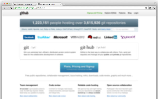 Screenshot of Github blurred by Squint