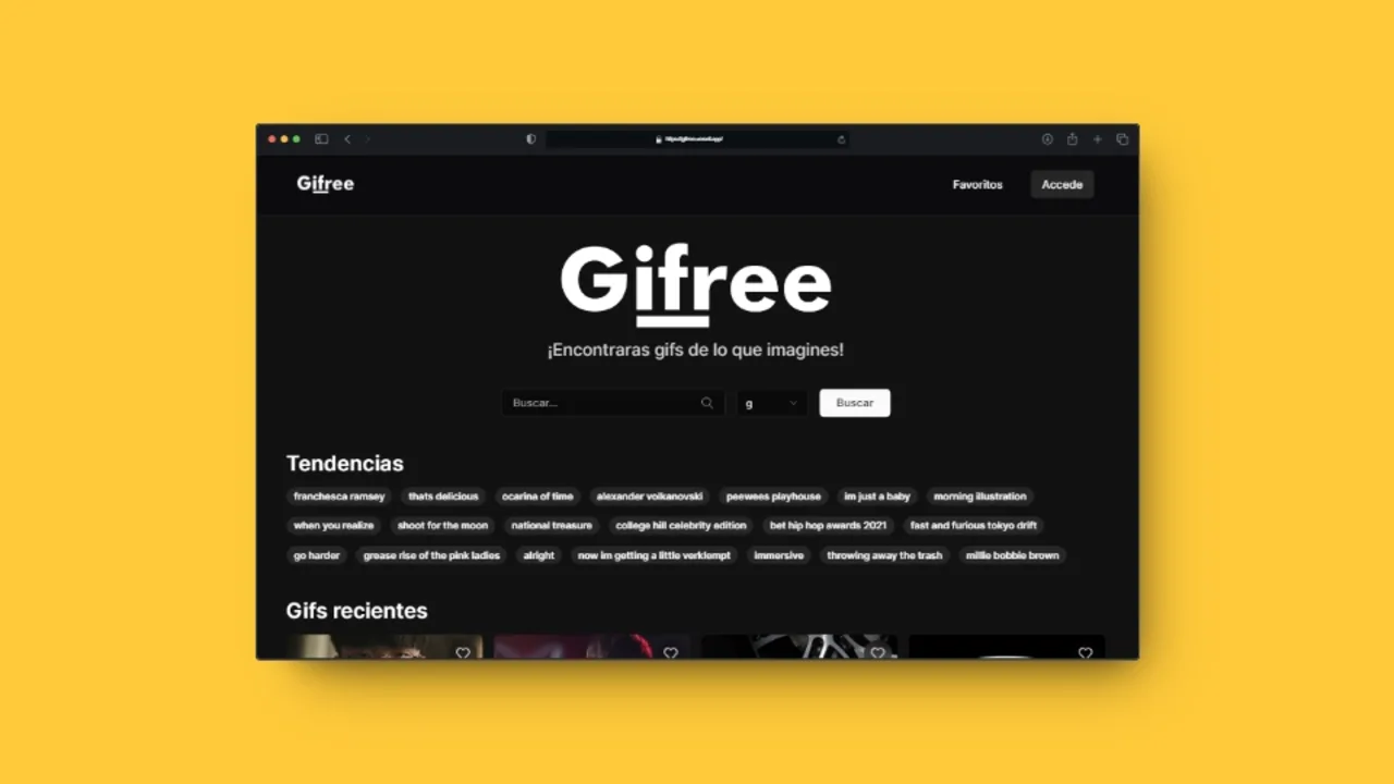 Gifree principal page