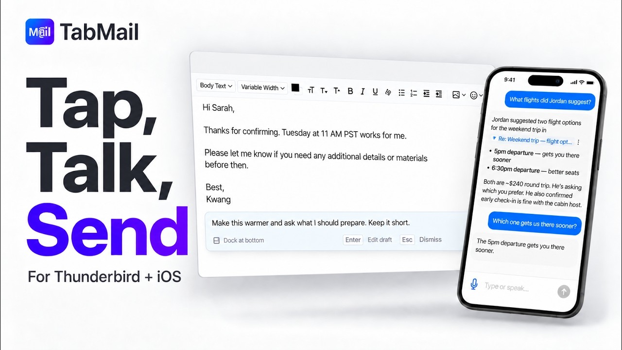 Watch TabMail for Thunderbird and iOS