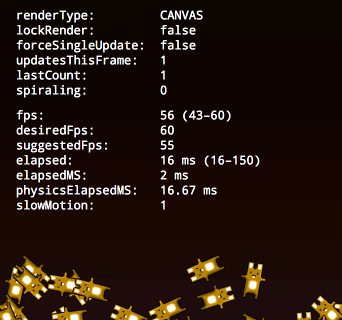 Example output of debug.gameInfo() and debug.gameTimeInfo()