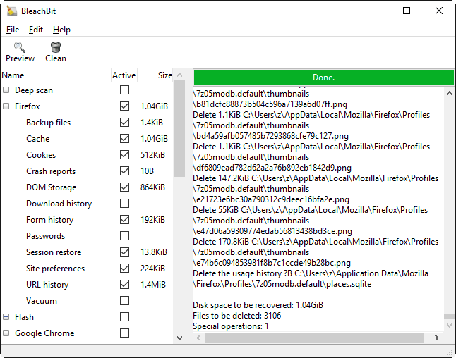 BleachBit 1.9.3 on Windows 10