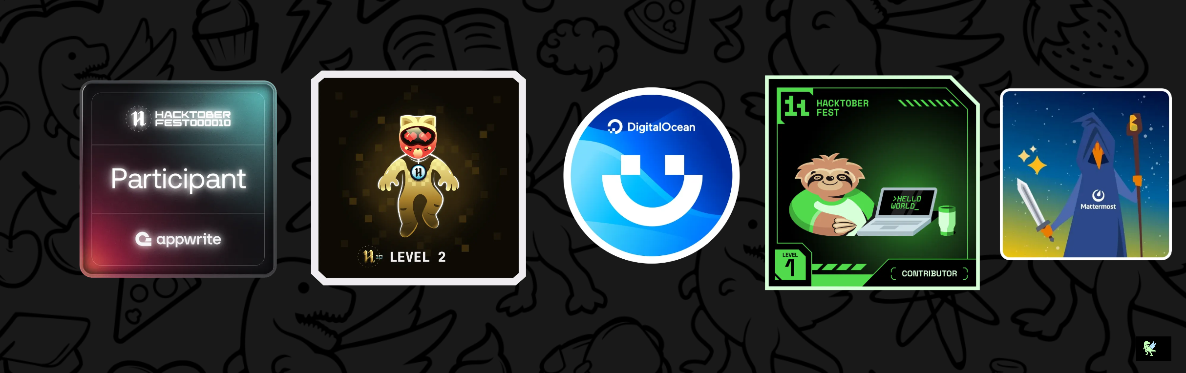 An image of @groot2001's Holopin badges, which is a link to view their full Holopin profile