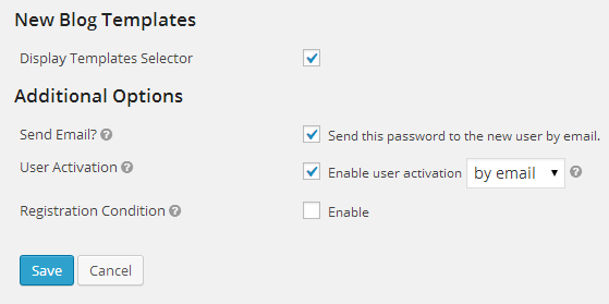 Template Selector & Additional Options