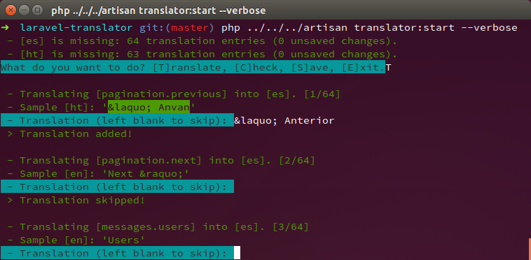 Laravel Translator screenshot