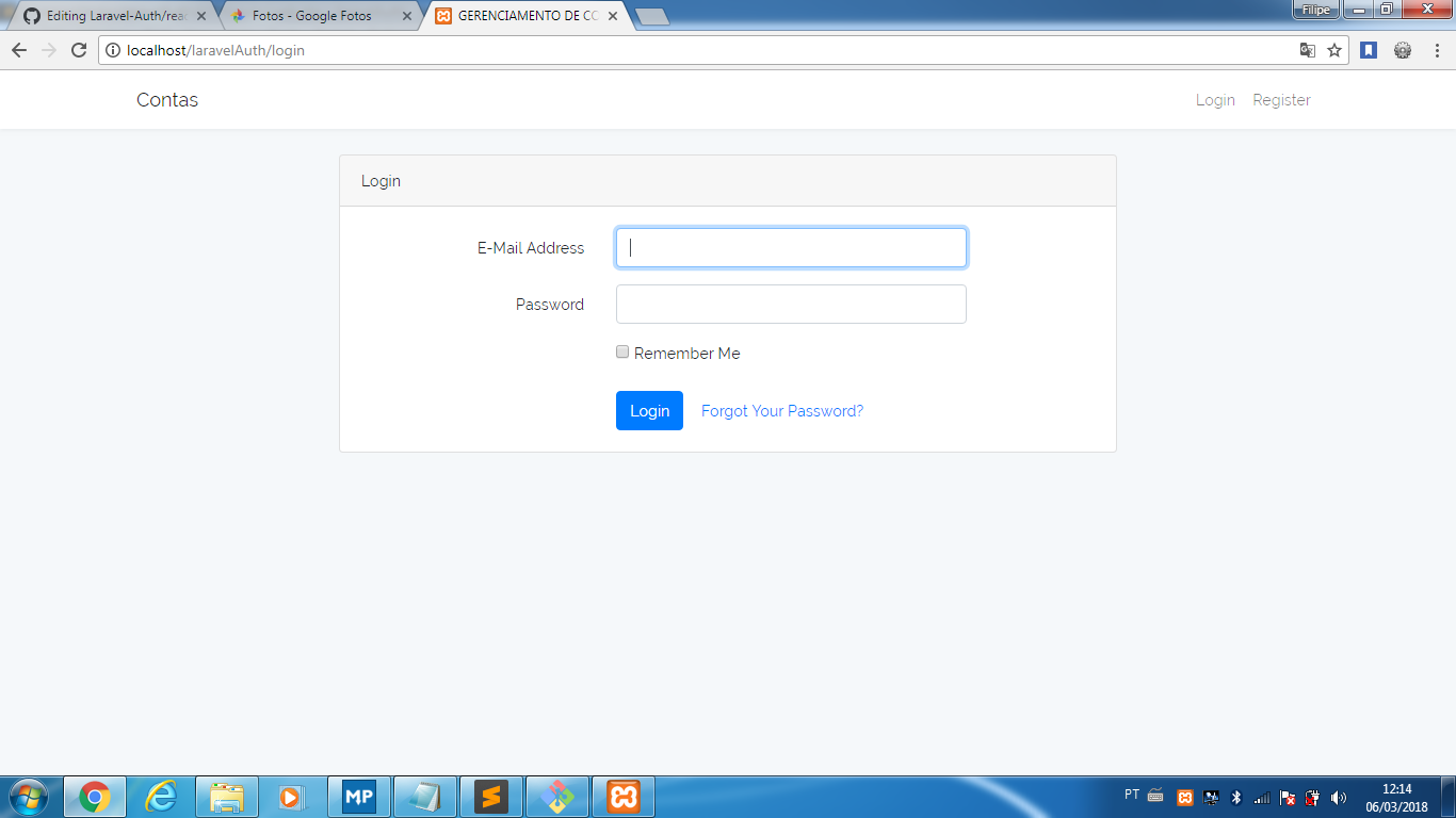 Aplicatico de Auth com laravel