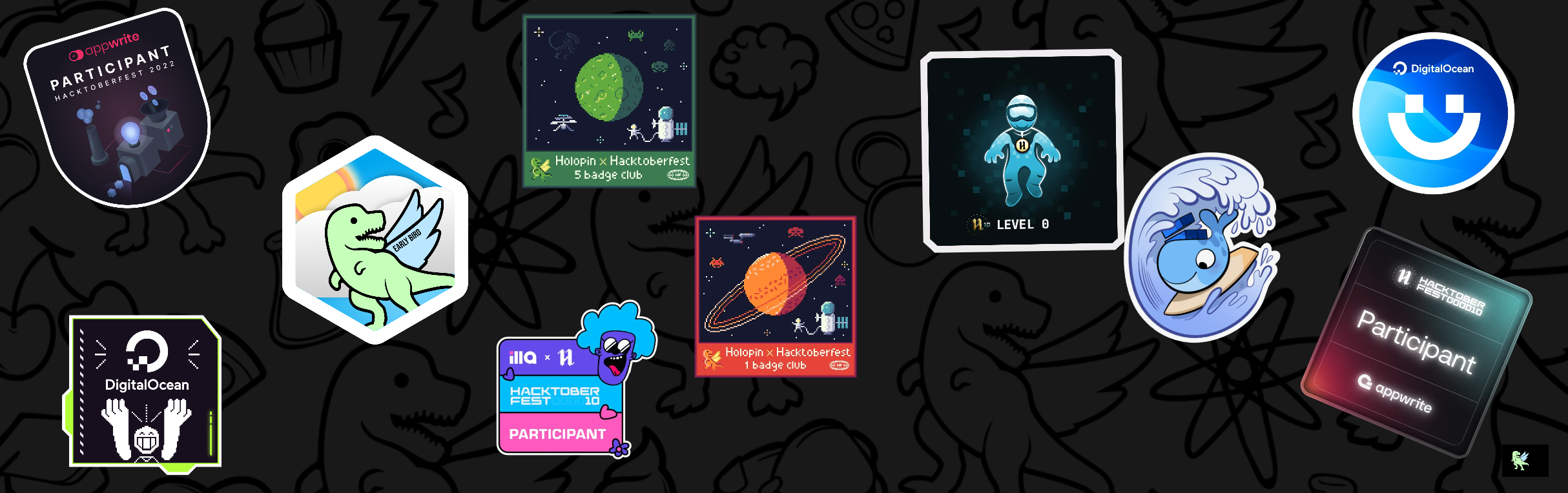 An image of @cozakoo's Holopin badges, which is a link to view their full Holopin profile