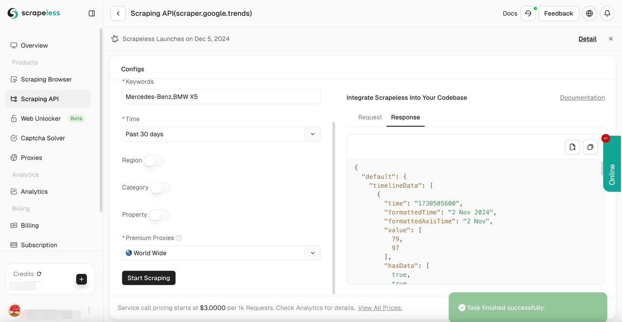 Step 3: Click Start Scraping to start data scraping.