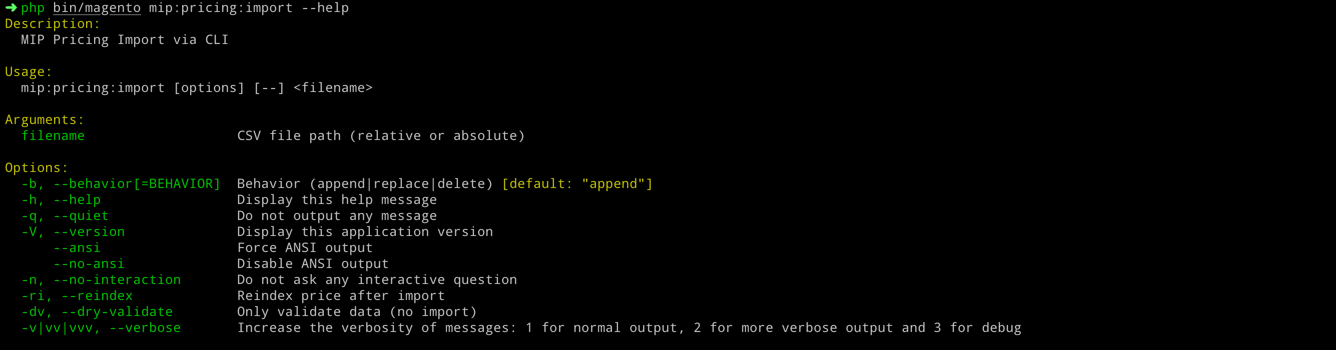 Import Pricing via CLI Command