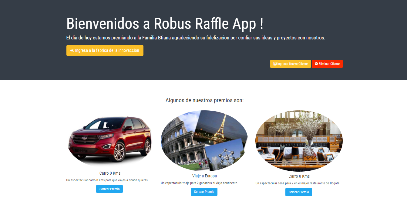 Raffle Web App - Inicio