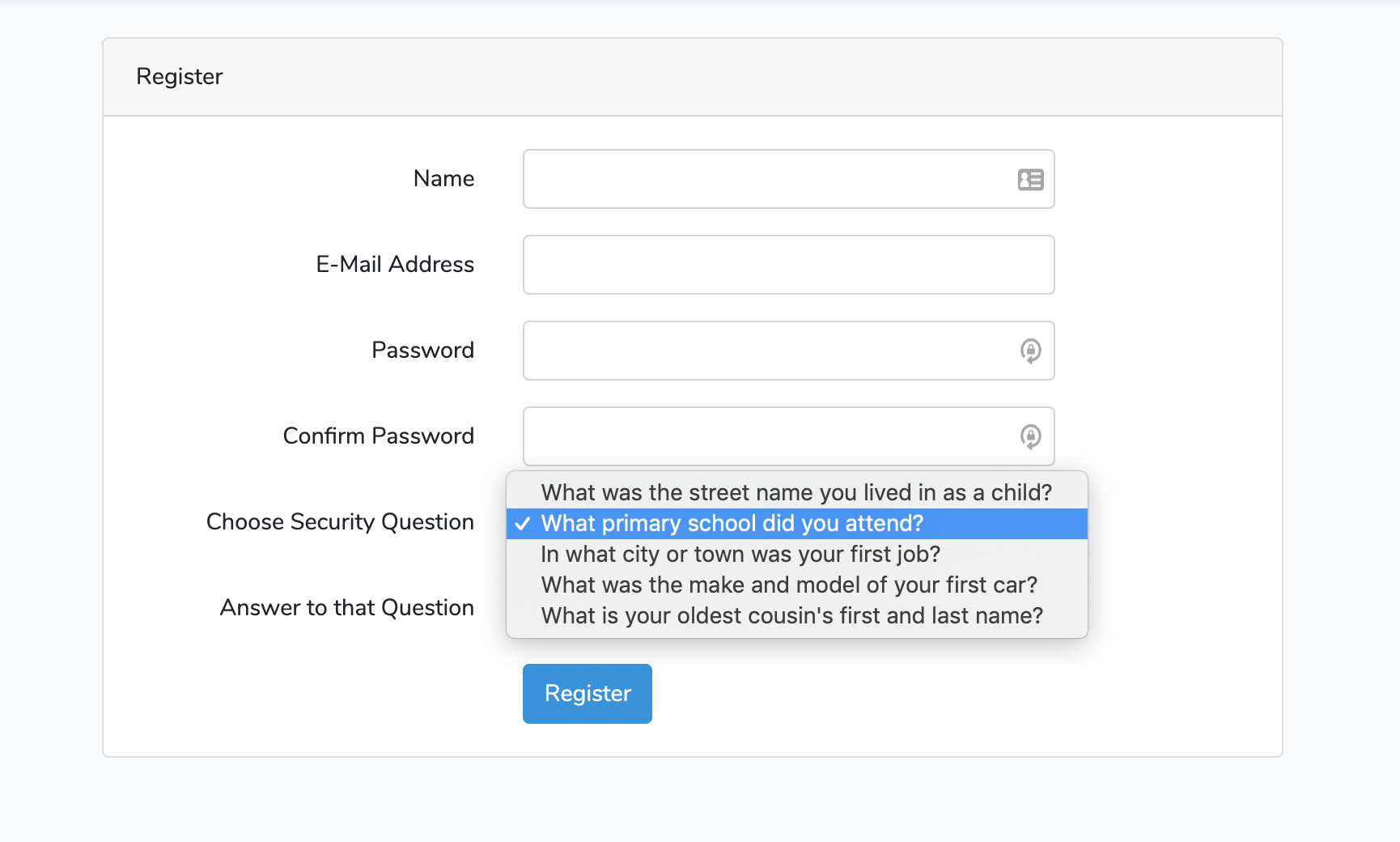 Laravel Security Questions screenshot 01