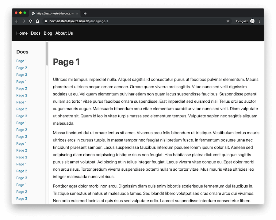 Nested dynamic layouts