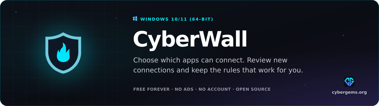 CyberWall, per-application network control for Windows