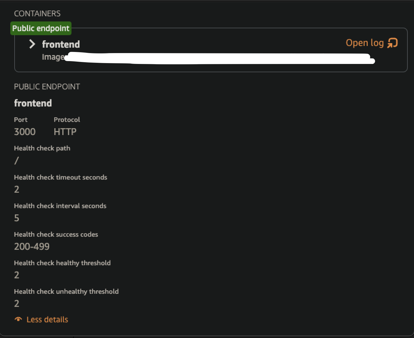 Lightsail container settings