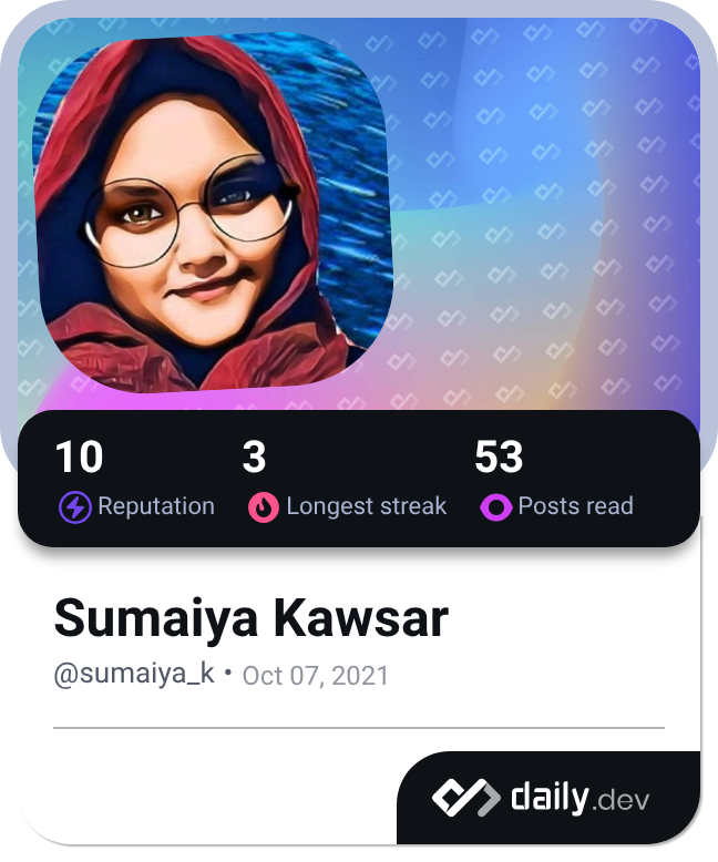 Sumaiya Kawsar's Dev Card