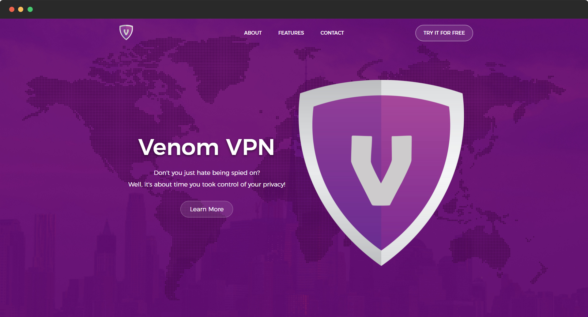 Venom VPN Landing Page