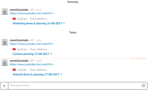 Zoom2youtube slack notifications