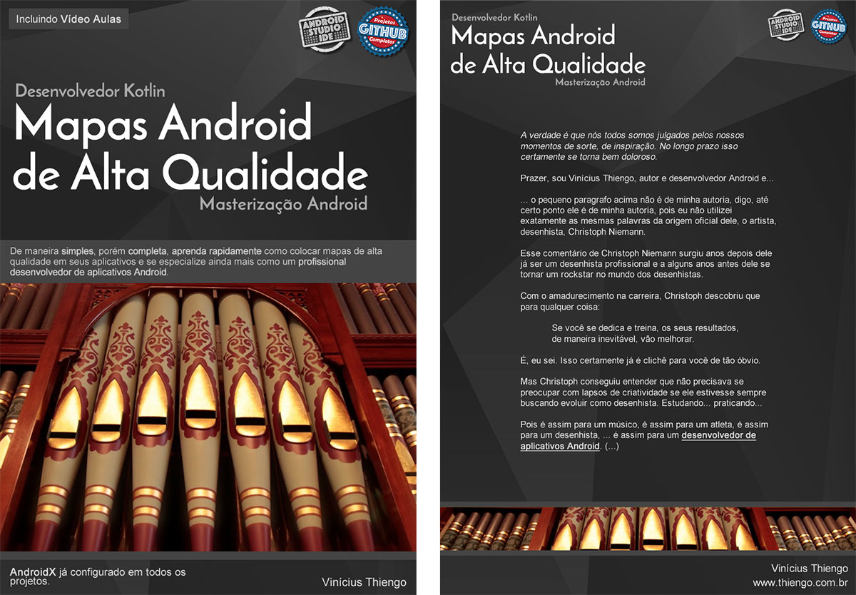 Capas do livro Mapas Android de Alta Qualidade - Masterização Android