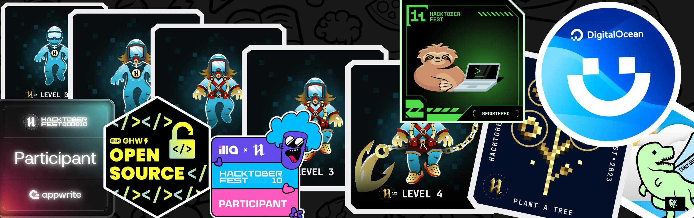 An image of @lcrojano's Holopin badges, which is a link to view their full Holopin profile