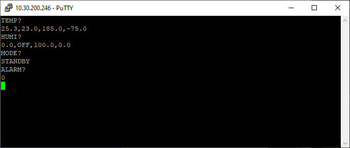 Responses of chamber to four separate monitor commands