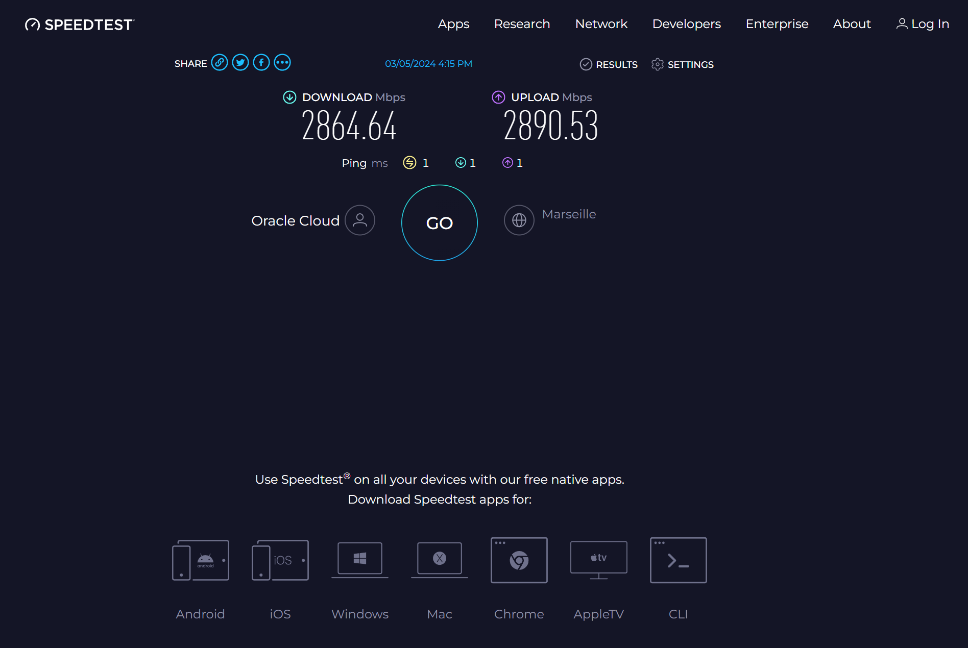 打开链接：https://www.speedtest.net/result/c/62b720d3-ec68-4862-b2e4-a9b6501825d6 即可查看