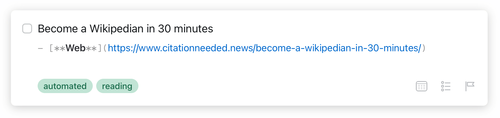 Things Reading List Example Output