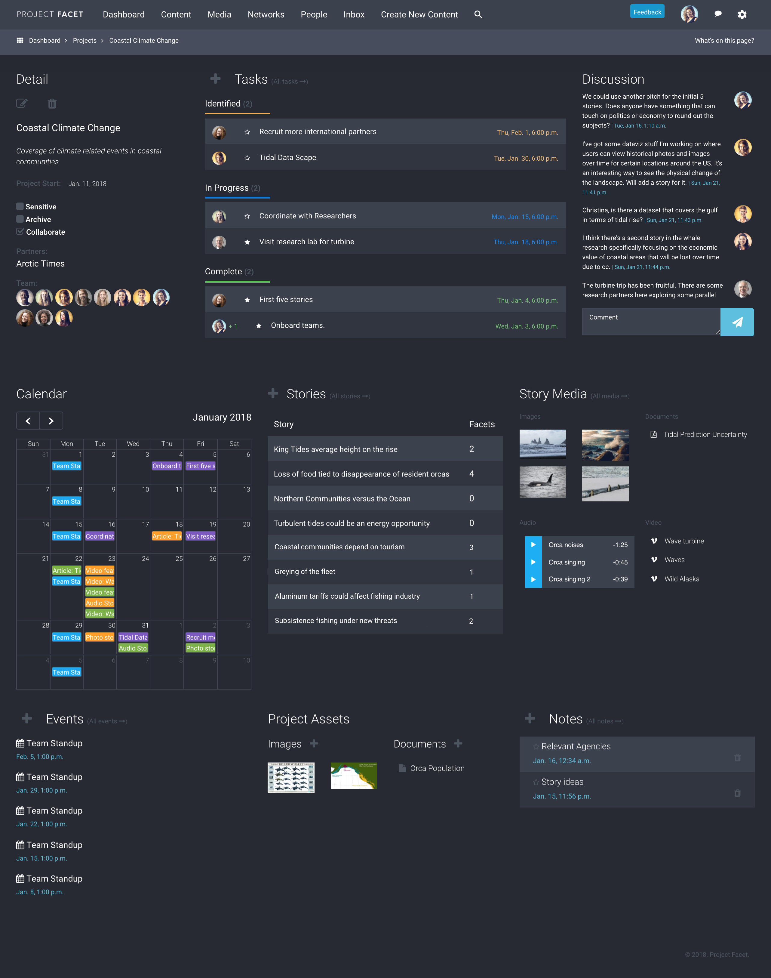 Facet Project Dashboard UI