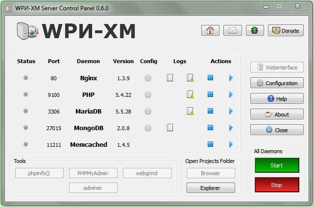 WPN-XM Server Control Panel v0.6.0
