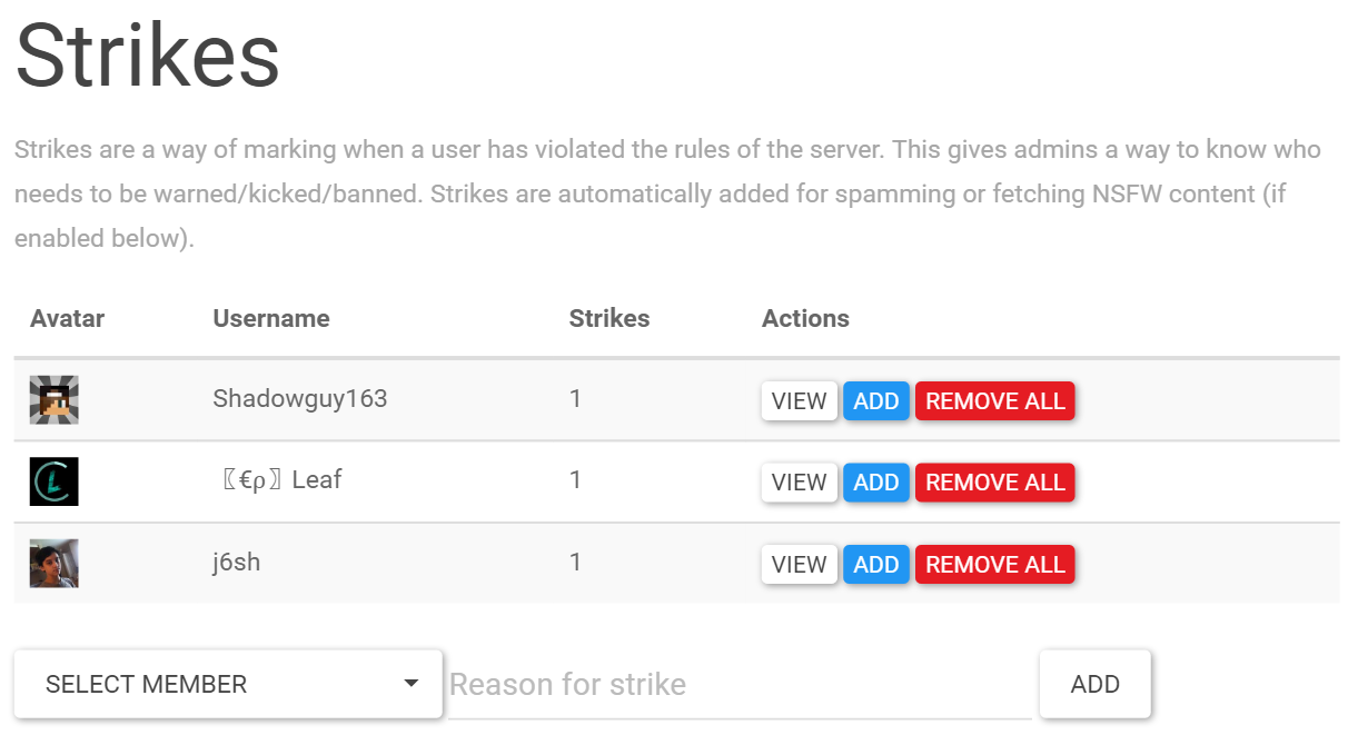 example strikes list