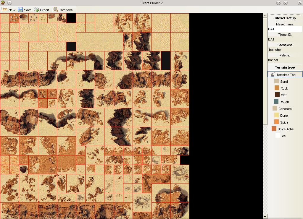 OpenRA.TilesetBuilder slicing a Dune 2000 tileset