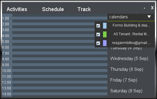 Schedule pane