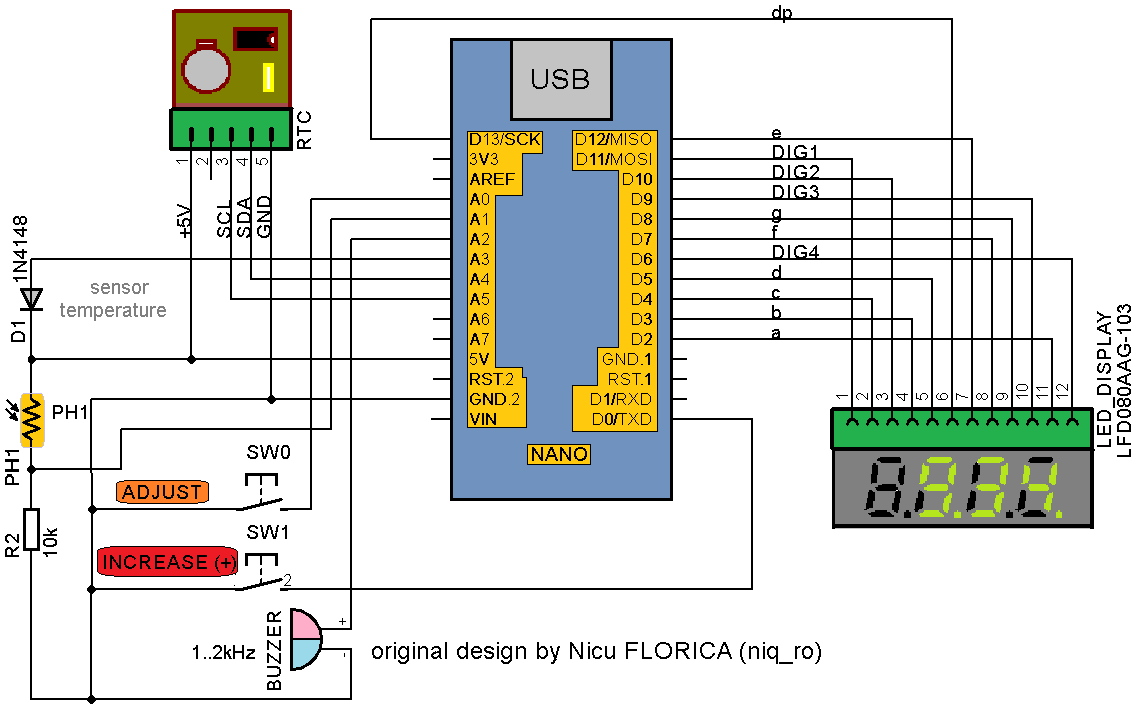 schemtic with 1N4148 diode as temperature sensor