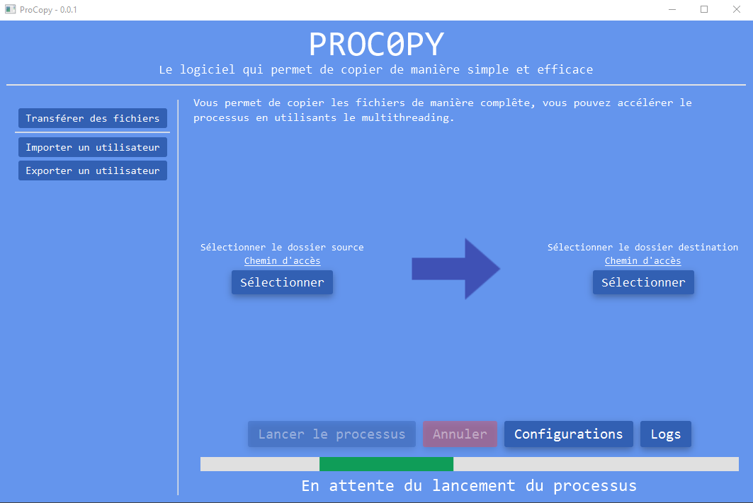 Interface du transfert de fichier