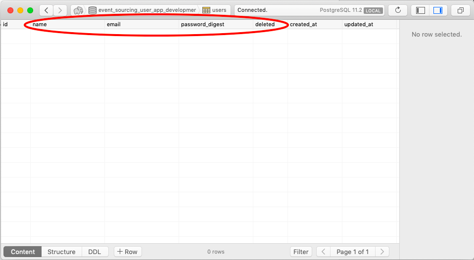 Postico users table