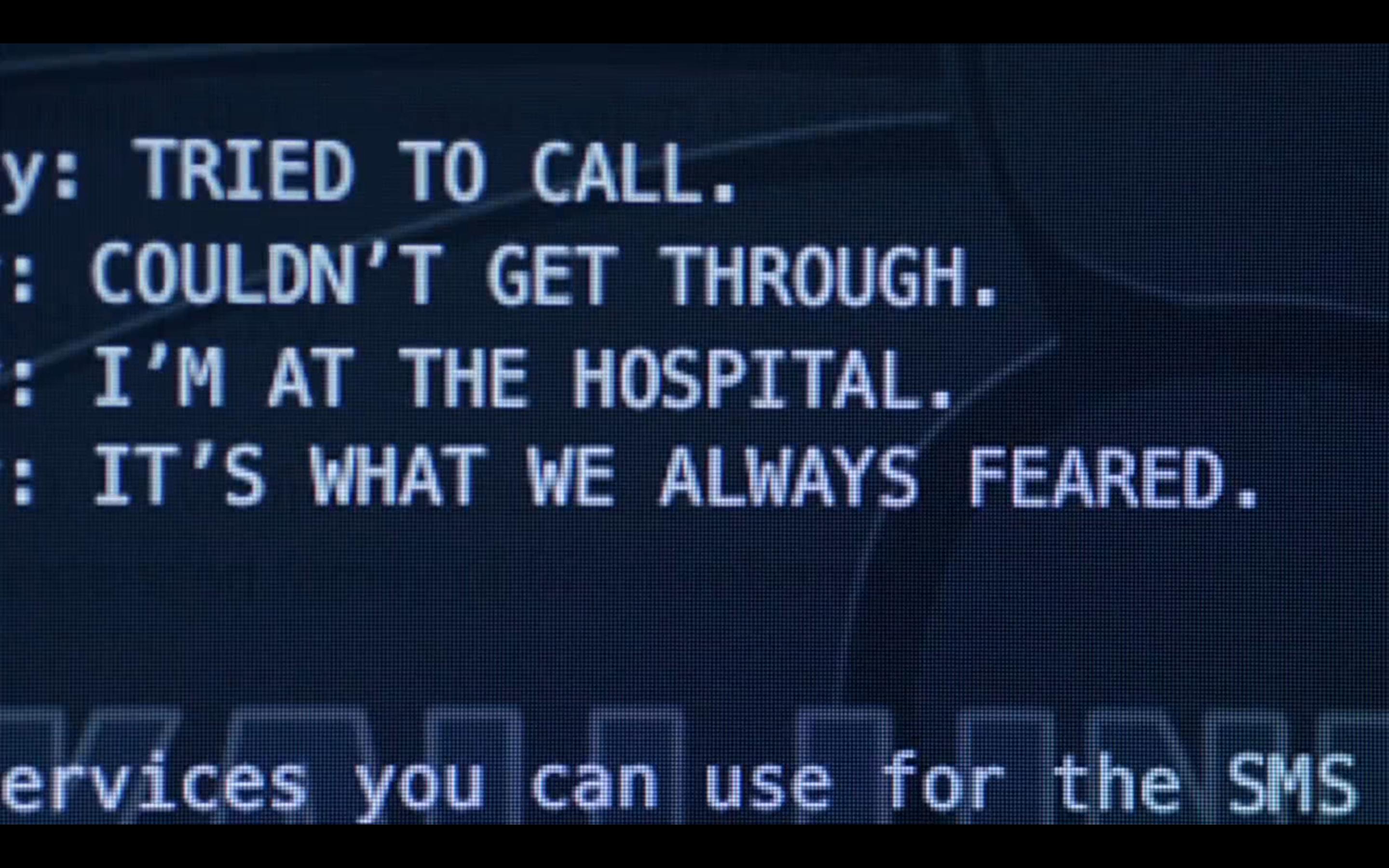 Mobley uses a generic psychological ploy to lure Trudy Davis away with a spoofed SMS message from her husband's number, :robot: screenshot 📷