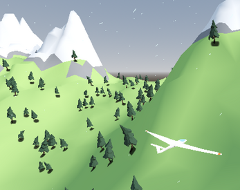 Soar screen capture, showing a glider in front of a mountain