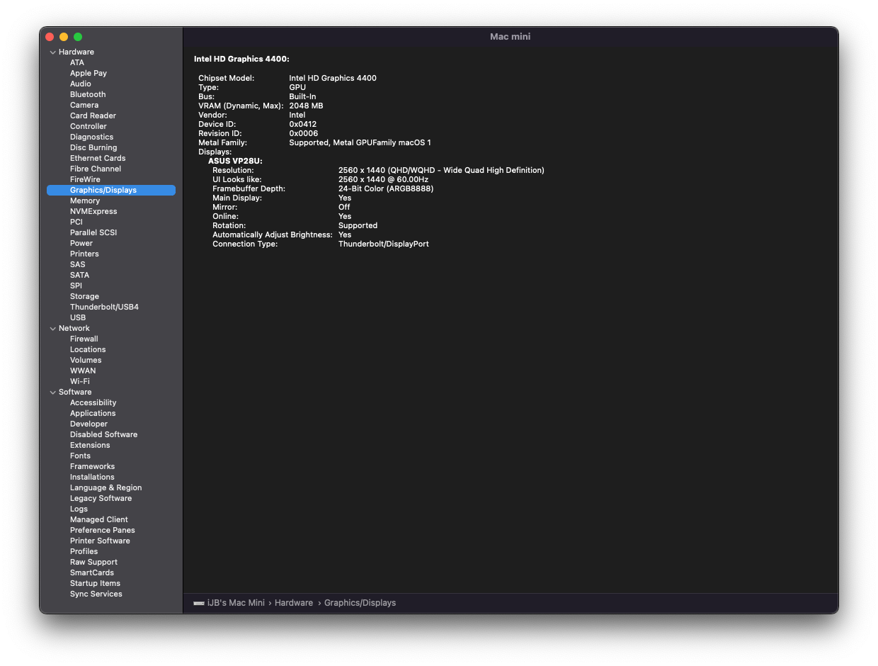 System Information - Graphics/Displays