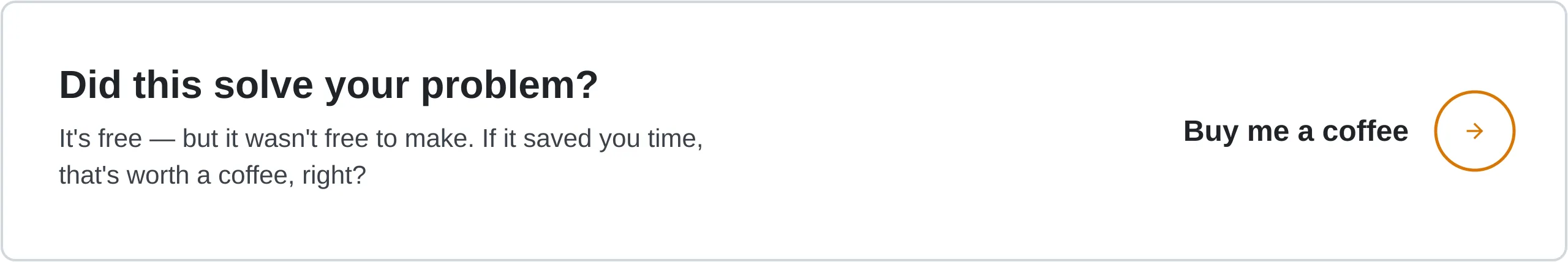 Did this solve your problem? If it saved your time, you owe me a coffee