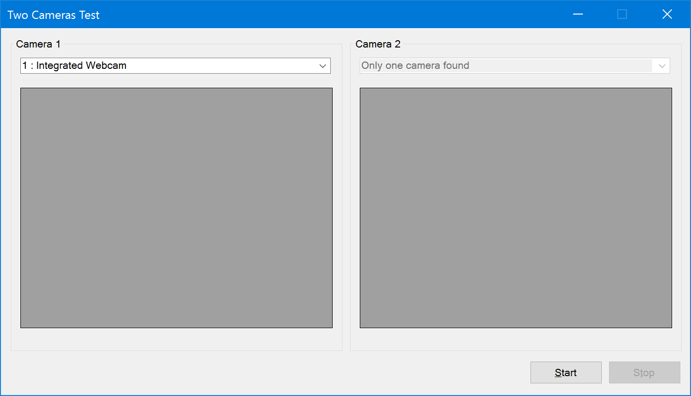 Sample application demonstrating how to record from two cameras at the same time using Accord.NET