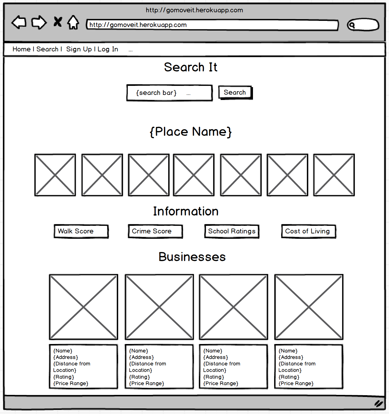 Search Results Wireframe