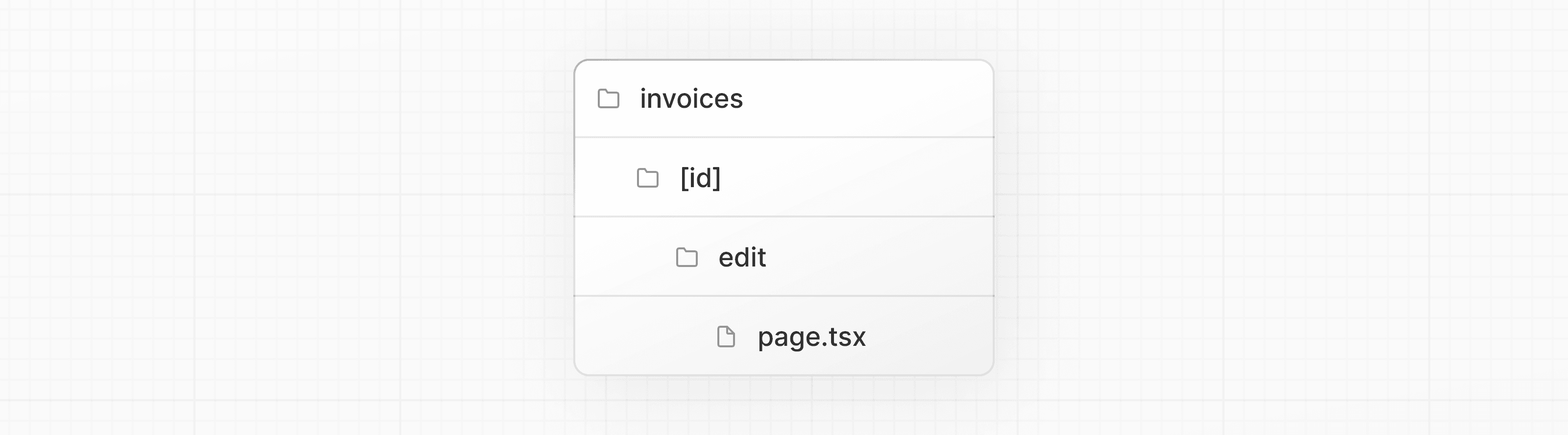 id 폴더가 포함된 Invoices 폴더와 내부에 edit 폴더가 있는 구조