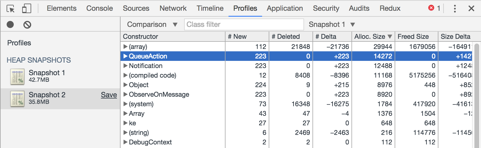 Heap Allocation Snapshot Example