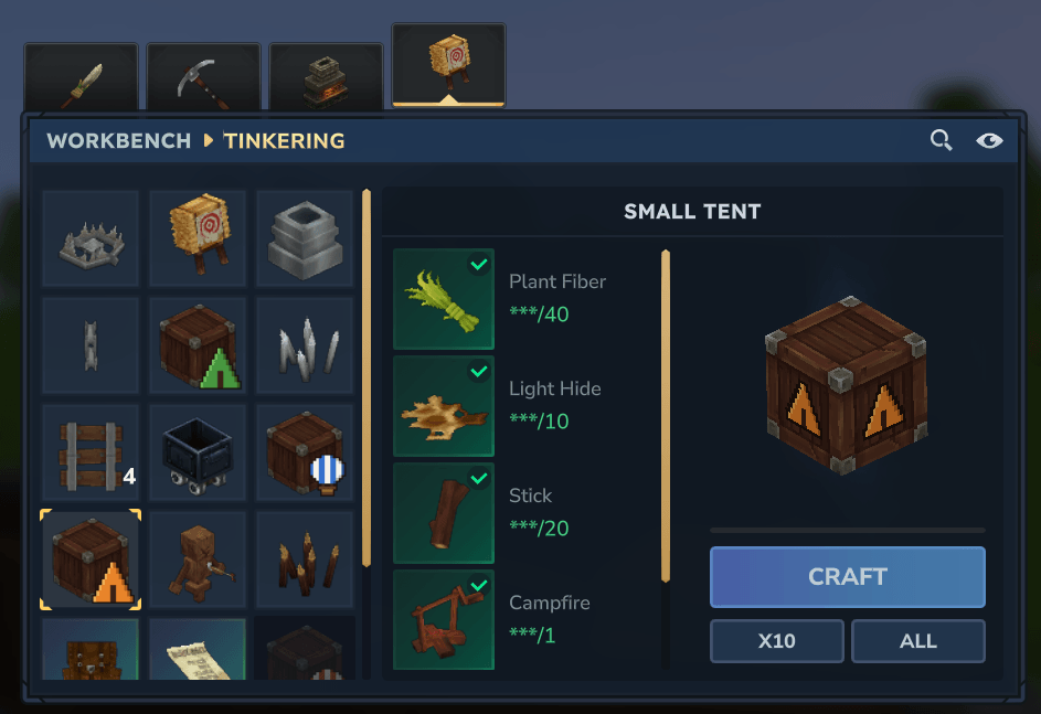 Small Tent crate recipe